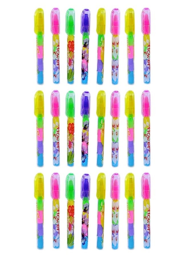 Parseed Pen Shape Erasers - Birthday Return Gifts for Kids in Bulk | Stacking Pen Type Erasers for Kids; (Multicolor Pack of 24) - Image 1